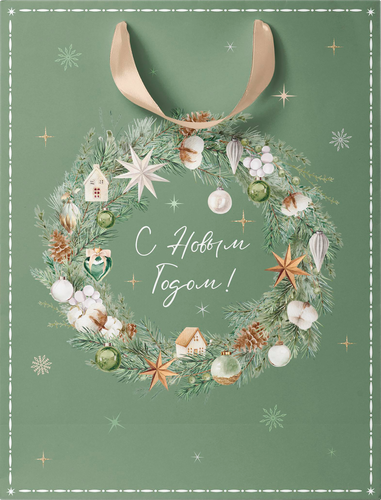 Пакет подарочный CITY HOME TRADE Christmas Woodland 41х31х10см, картинка