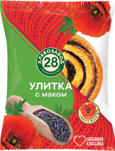 Улитка АО ХЛЕБОЗАВОД с маком, 80г, детальное фото