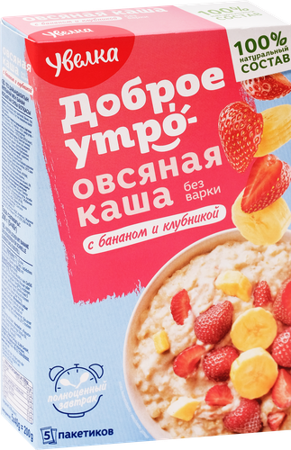 Каша овсяная УВЕЛКА с бананом и клубникой, 200г, вид