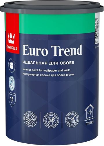 Краска для обоев и стен Tikkurila/Tikkivala Euro Trend матовая база А 0,9 л, детальное фото