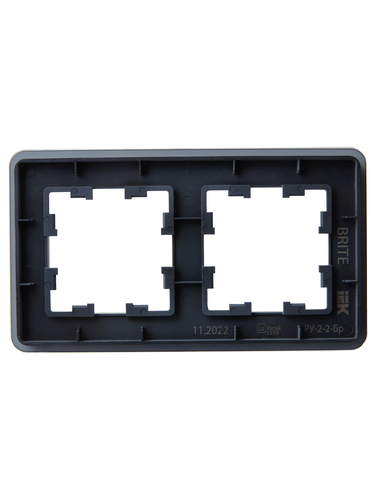 Рамка 2 поста IEK BRITE BR-M22-G-41-K53 графит, детальное фото