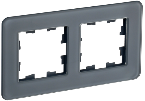 Рамка 2 поста IEK BRITE BR-M22-G-41-K53 графит, детальное фото