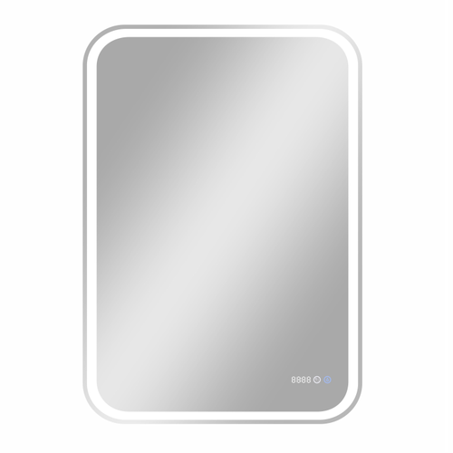 Зеркало "Avelina Led" 700х1000 с функцией антизапотевания и часами, теплая подсветка, изображение