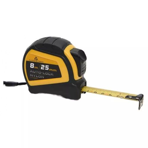 Рулетка измерительная ALUKOMTOOLS AUTOLOCK 8 м х 25 мм, крупный план