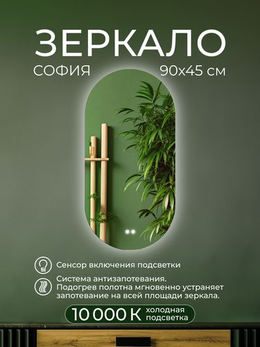 Зеркало интерьерное ДАБЛ-Ю 90x45 с внутренней подсветкой 4,43кг, вид