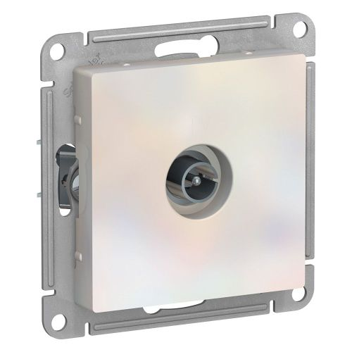 Розетка TV 1 пост Systeme Electric Atlas Design жемчуг, крупный план