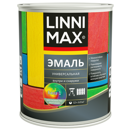 Эмаль алкидная универсальная LINNIMAX Эмаль шелковисто-матовая База 1 0,75 л, изображение