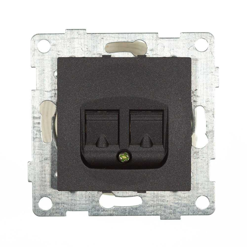 Розетка RJ-45 2 поста GUSI ELECTRIC BRAVO графит, фотография