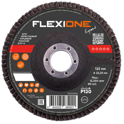 Шлифовальный круг плоский FLEXIONE Expert P120 125 мм 1 шт, крупный план