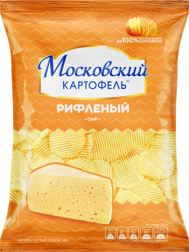 Чипсы картофельные МОСКОВСКИЙ КАРТОФЕЛЬ Рифленые хрустящие со вкусом сыра, 70г, детальное фото