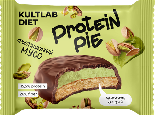 Печенье протеиновое KULTLAB Diet Protein Pie Фисташковый мусс, глазированный, 45г, фото