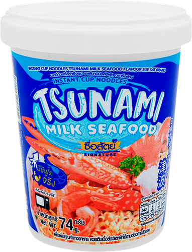 Лапша SUE SAT Tsunami/Цунами, со вкусом cливочного супа с морепродуктами, 74г, картинка