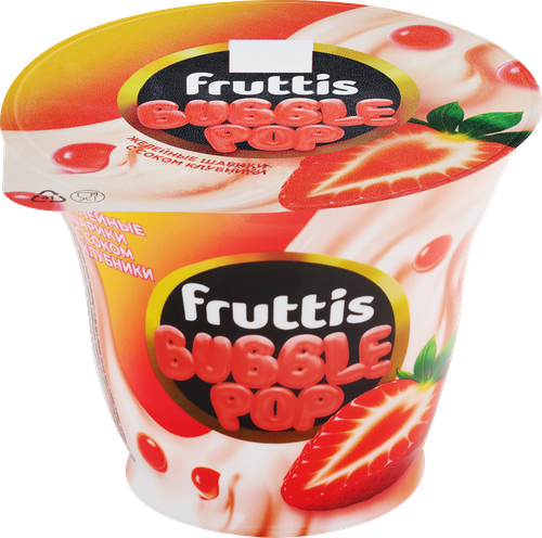 Продукт йогуртный пастеризованный FRUTTIS Клубника с желейными шариками, с соком клубники 4,4%, без змж, 180г, фотография