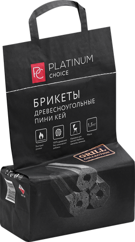 Брикеты древесноугольные PLATINUM CHOICE Пини Кей, 1,5кг, крупный план