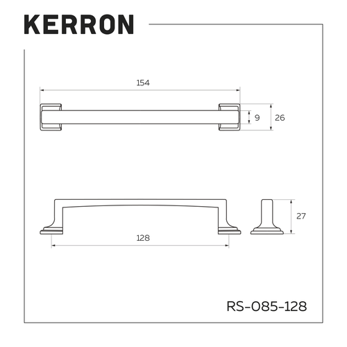 Ручка-скоба KERRON 128мм матовый черный, изображение