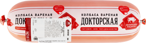 Колбаса вареная БЕЛАРУСКIЯ РЭЦЭПТЫ Докторская ГОСТ, весовая, крупный план
