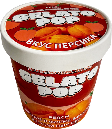 Мороженое в форме фруктов GELATO POP со вкусом персика 1,82%, без змж, картонный стакан, 190г, изображение