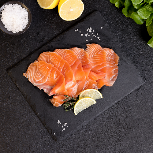 Лосось Атлантический слабосоленый филе (нарезка) ЛЕНТА FRESH, весовой, детальное фото