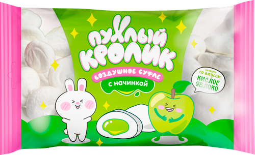 Суфле ПУХЛЫЙ КРОЛИК воздушное со вкусом кислого яблока, 85г, фотография