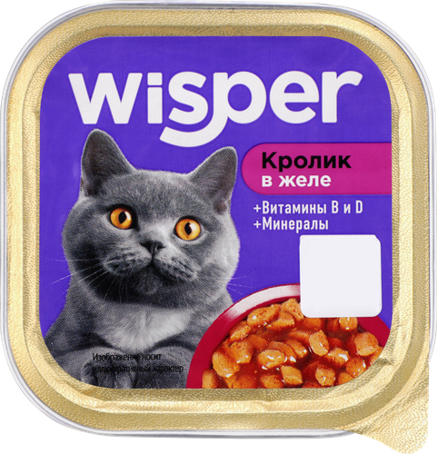 Корм консервированный для кошек WISPER Кусочки в желе с кроликом, 100г, фото