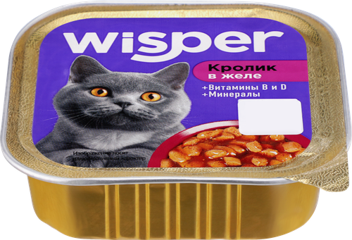 Корм консервированный для кошек WISPER Кусочки в желе с кроликом, 100г, картинка
