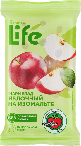Мармелад желейно-фруктовый формовой ЛЕНТА LIFE Яблочный, на изомальте, 175г, картинка