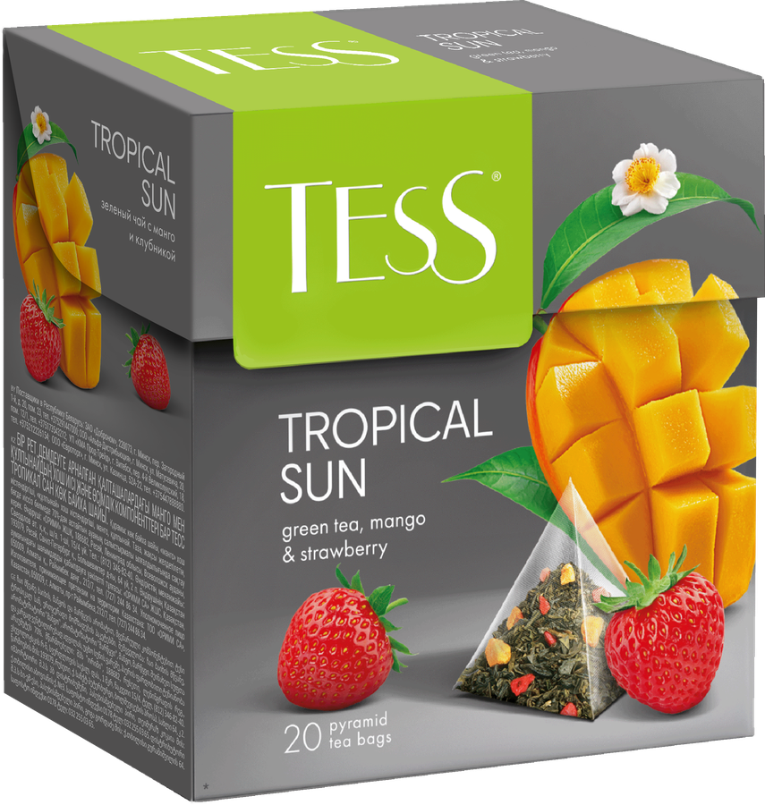 Чай зеленый TESS Tropical Sun с ароматом манго и клубники, 20пир, превью