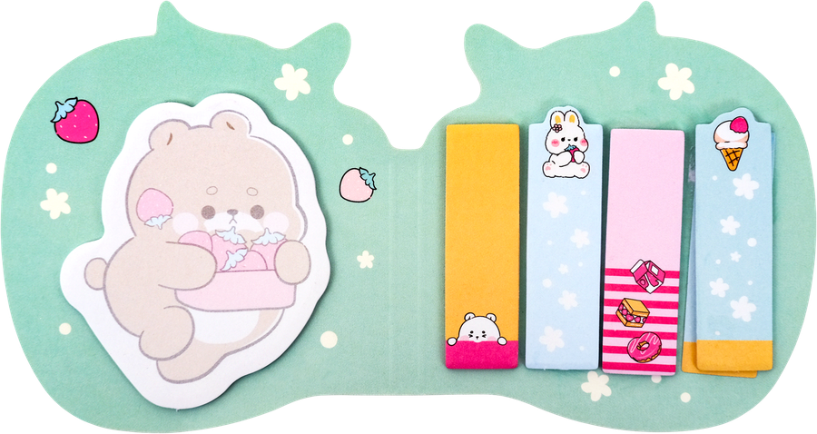 Набор MESHU Cute Sweet, флажки-закладки и самоклеящиеся блоки, 20 листов, 5 цветов, превью
